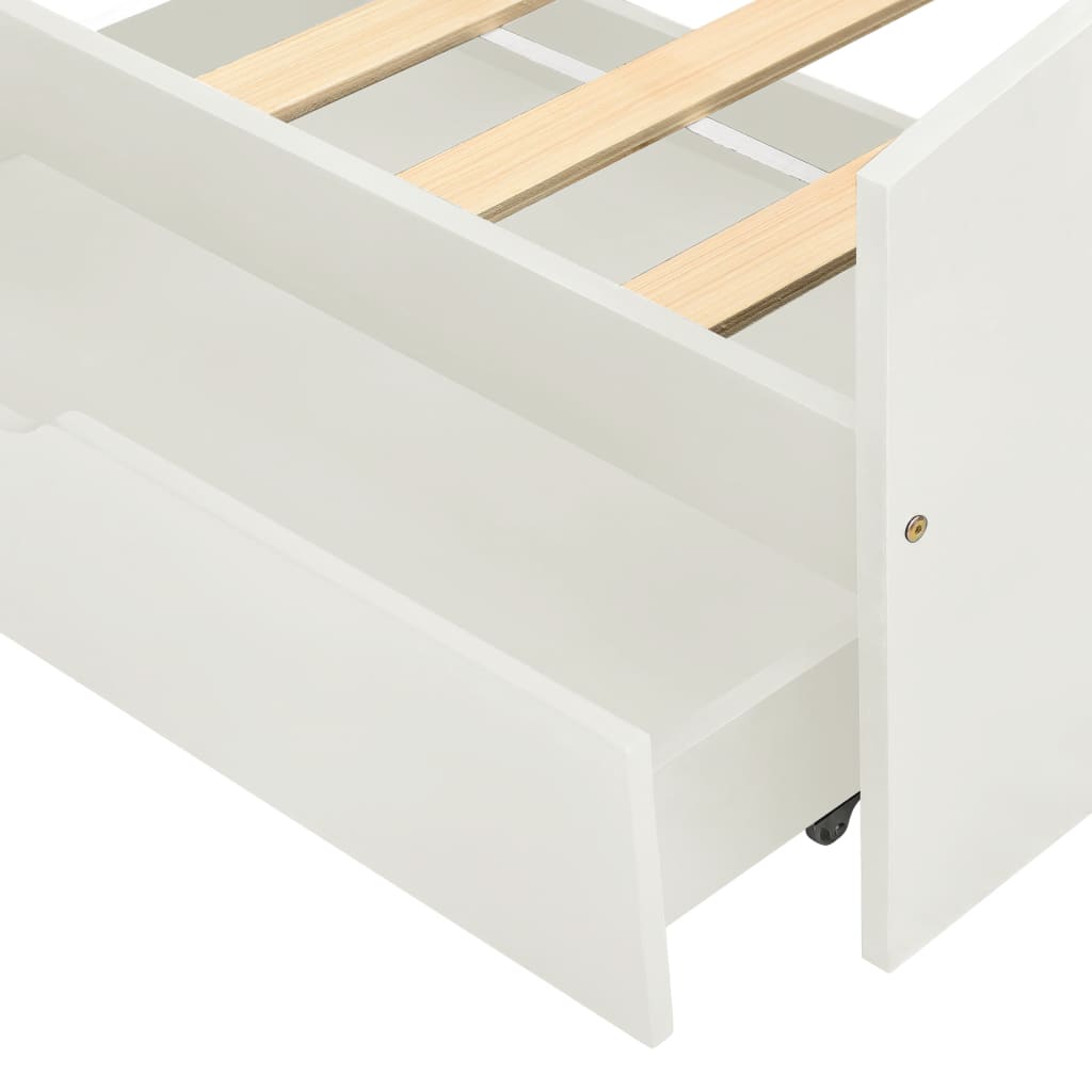 Bed Frame with 2 Drawers without Mattress White 90x200 cm