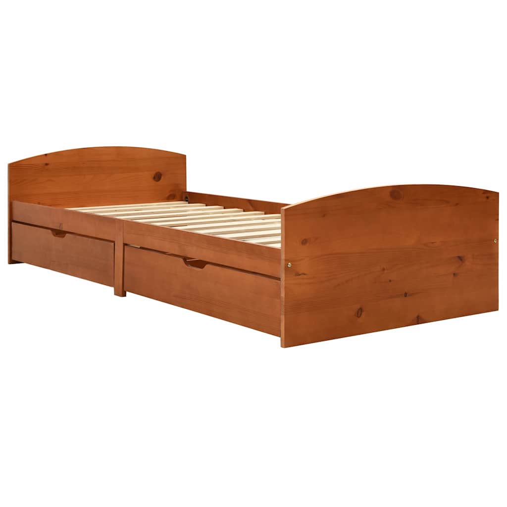 Bed Frame with 2 Drawers without Mattress Honey Brown 90x200 cm