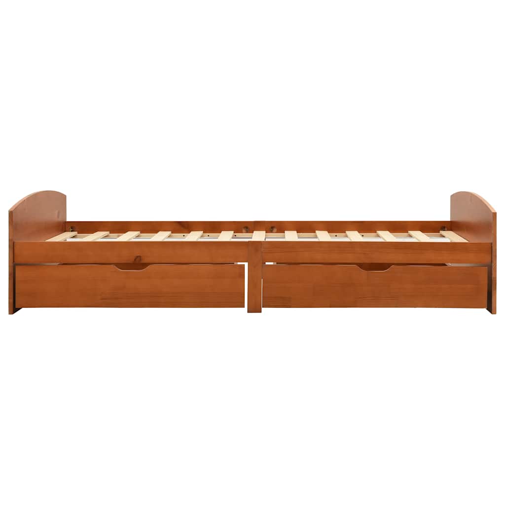 Bed Frame with 2 Drawers without Mattress Honey Brown 90x200 cm