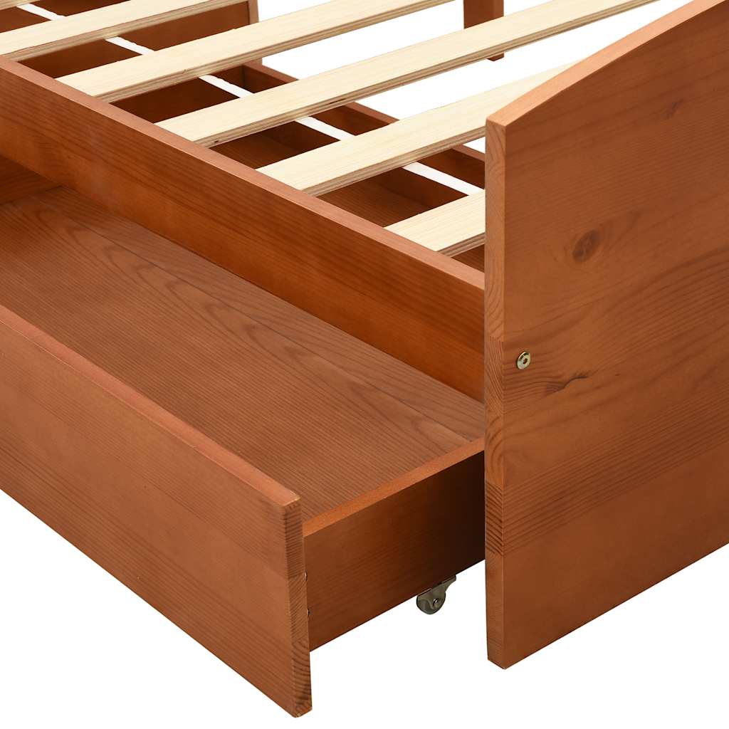 Bed Frame with 2 Drawers without Mattress Honey Brown 90x200 cm