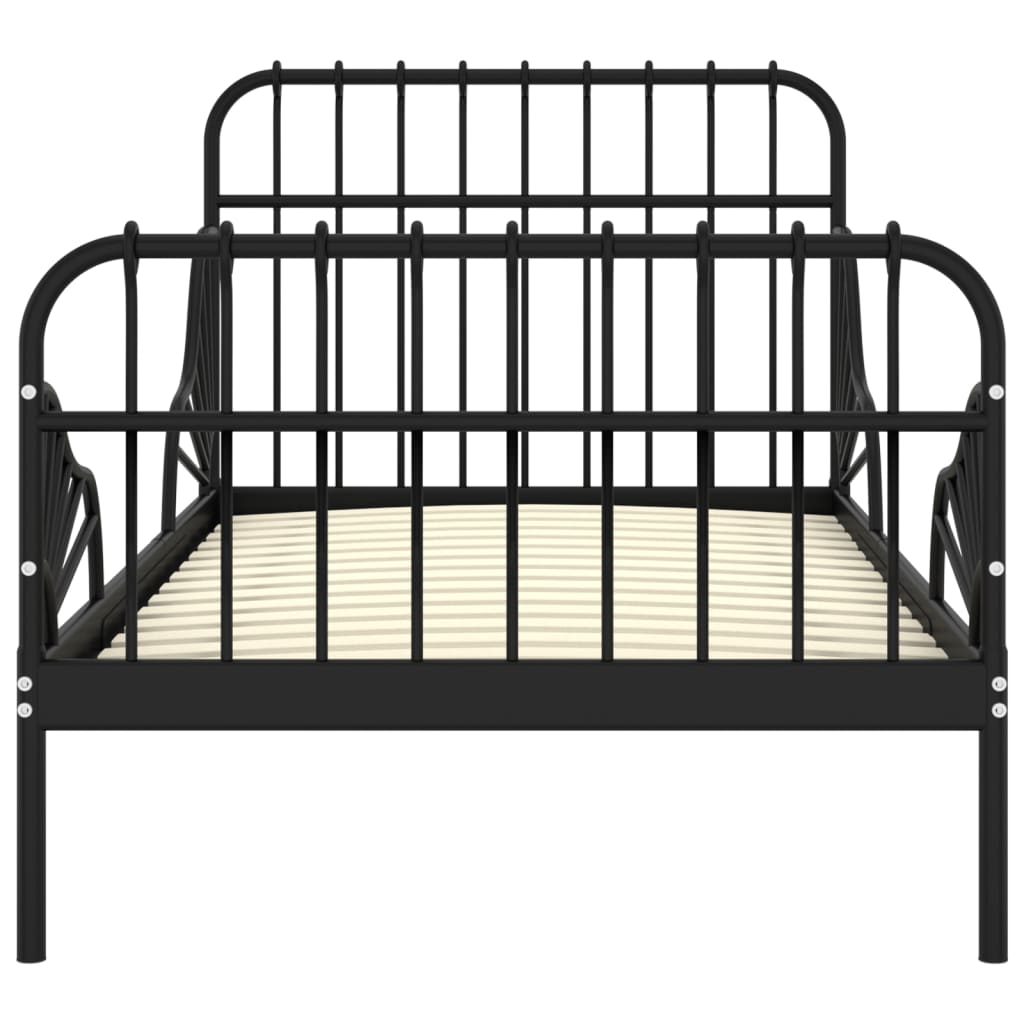 Extendable Bed Frame without Mattress Black Metal 80x130/200 cm