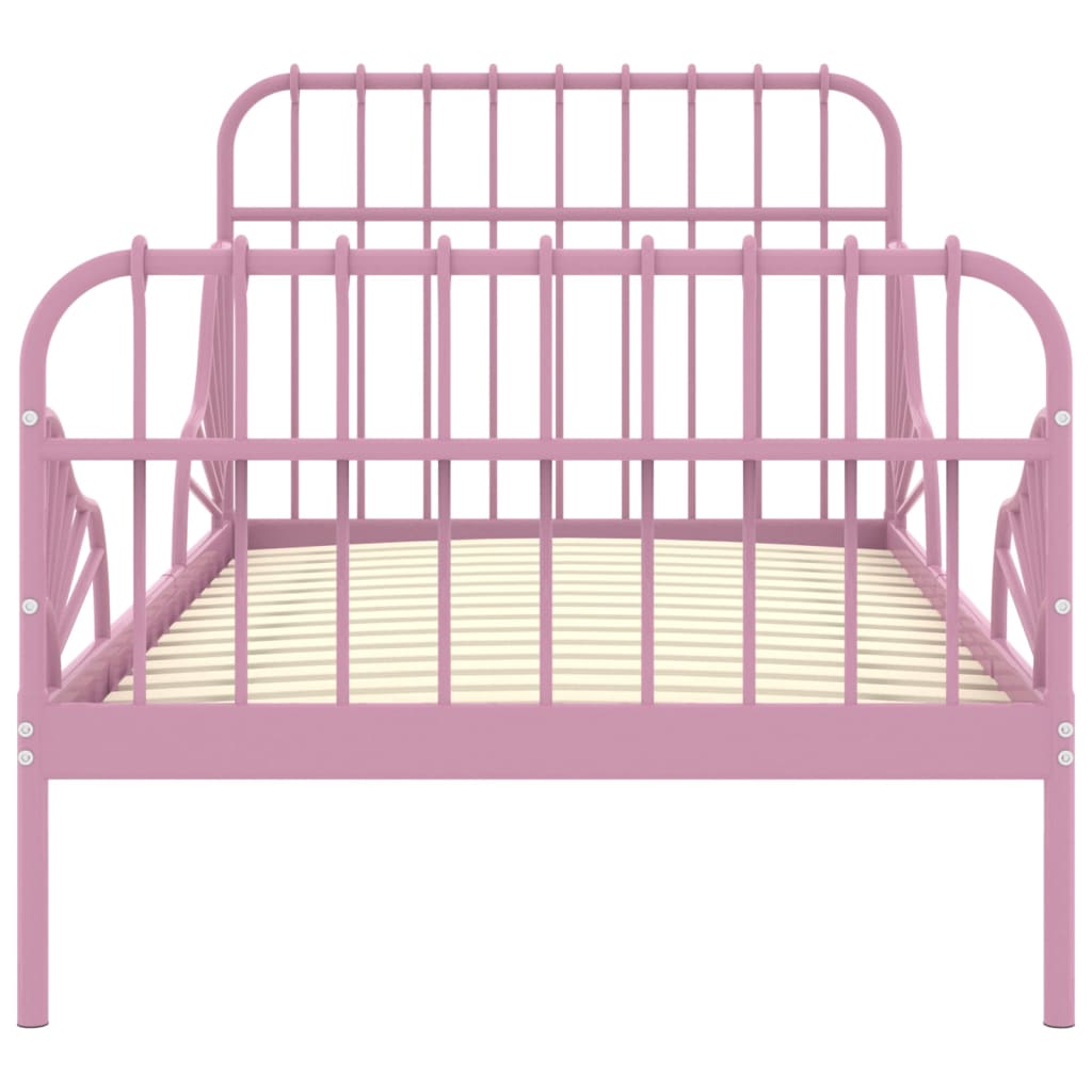 Extendable Bed Frame without Mattress Pink Metal 80x130/200 cm
