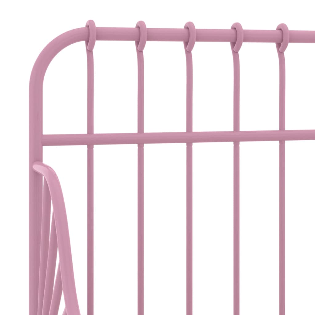 Extendable Bed Frame without Mattress Pink Metal 80x130/200 cm