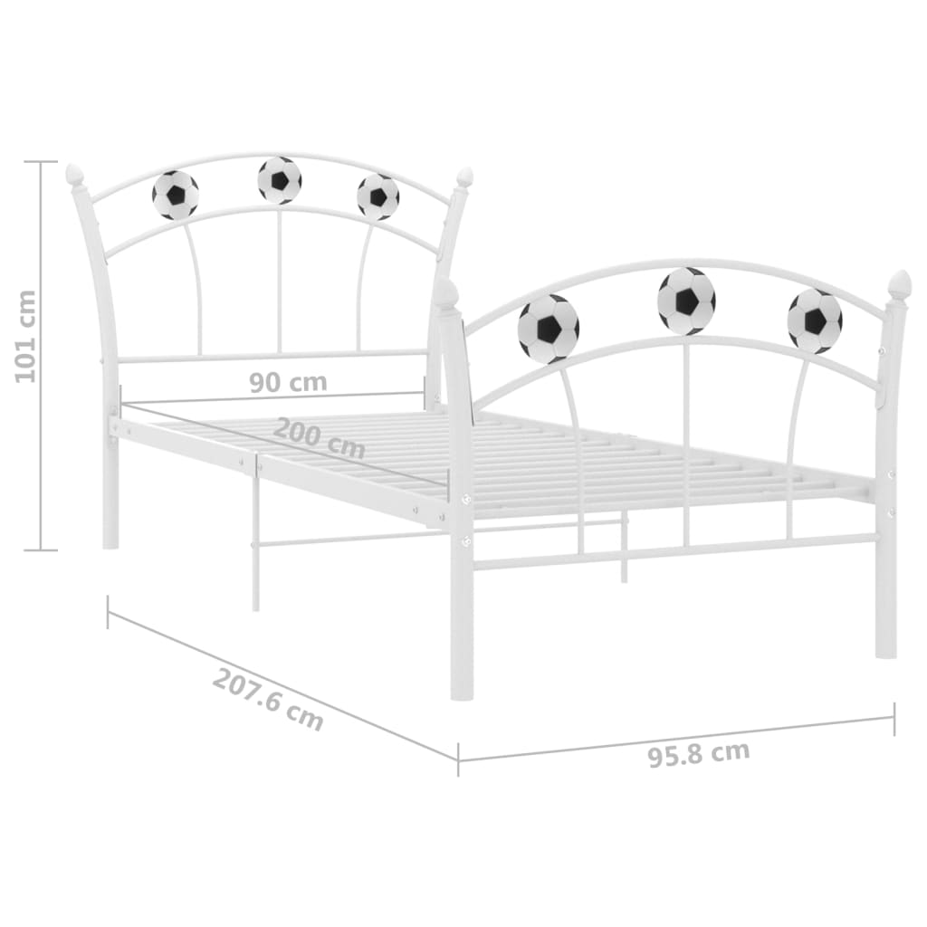 Bed Frame without Mattress White Metal 90x200 cm