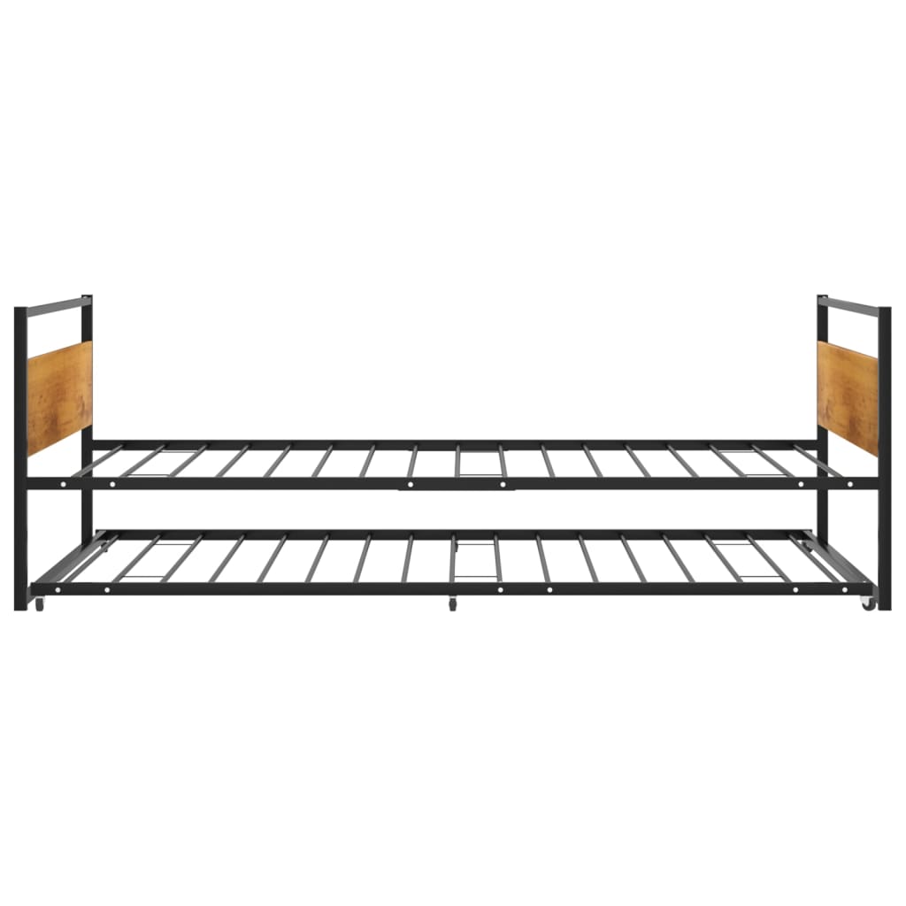 Pull-out Bed Frame without Mattress Black Metal 90x200 cm