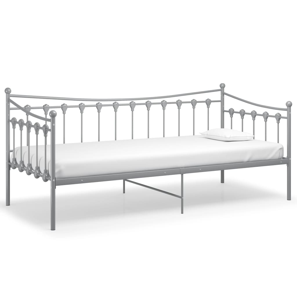 Sofa Bed Frame without Mattress Grey Metal 90x200 cm