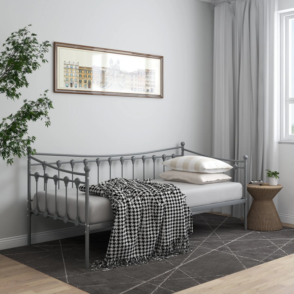 Sofa Bed Frame without Mattress Grey Metal 90x200 cm