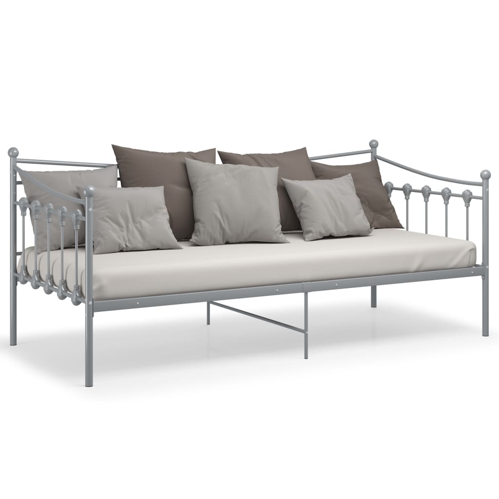 Sofa Bed Frame without Mattress Grey Metal 90x200 cm