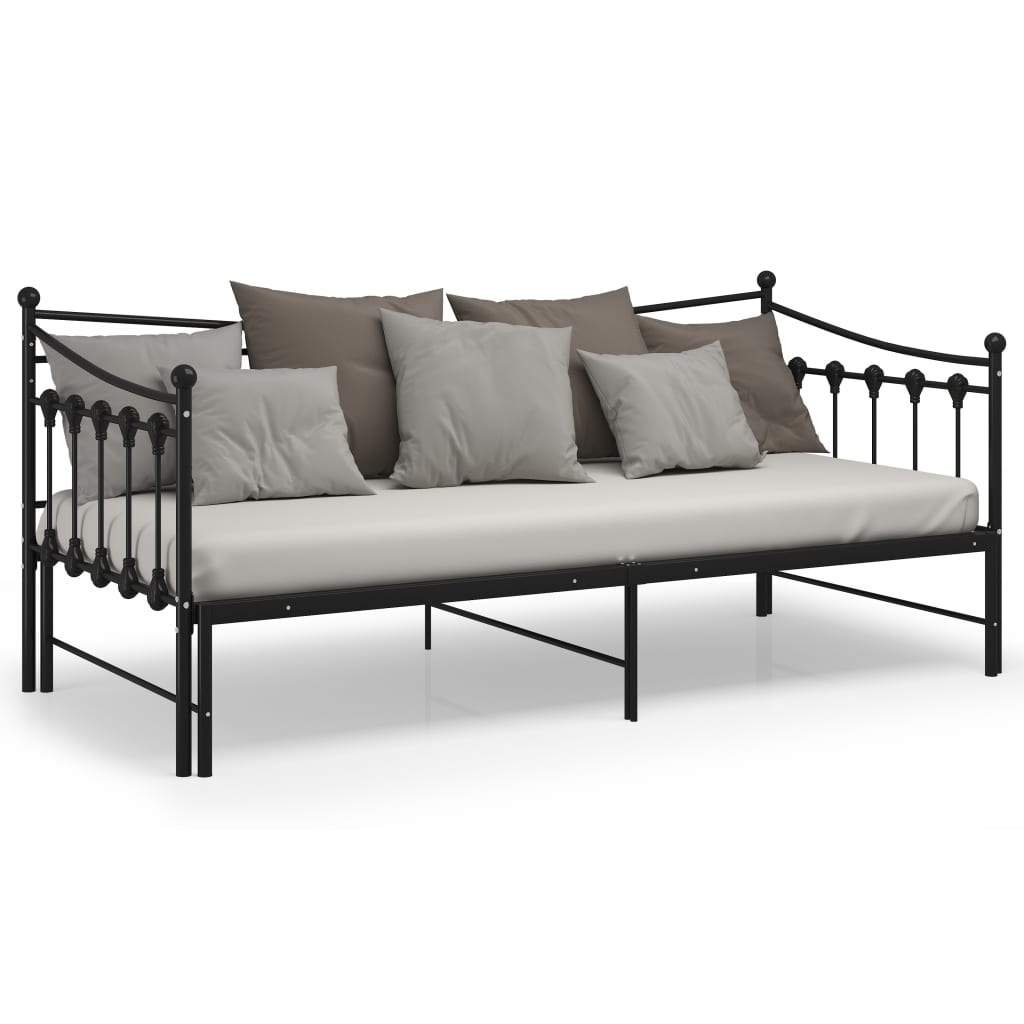 Pull-out Sofa Bed Frame without Mattress Black Metal 90x200 cm