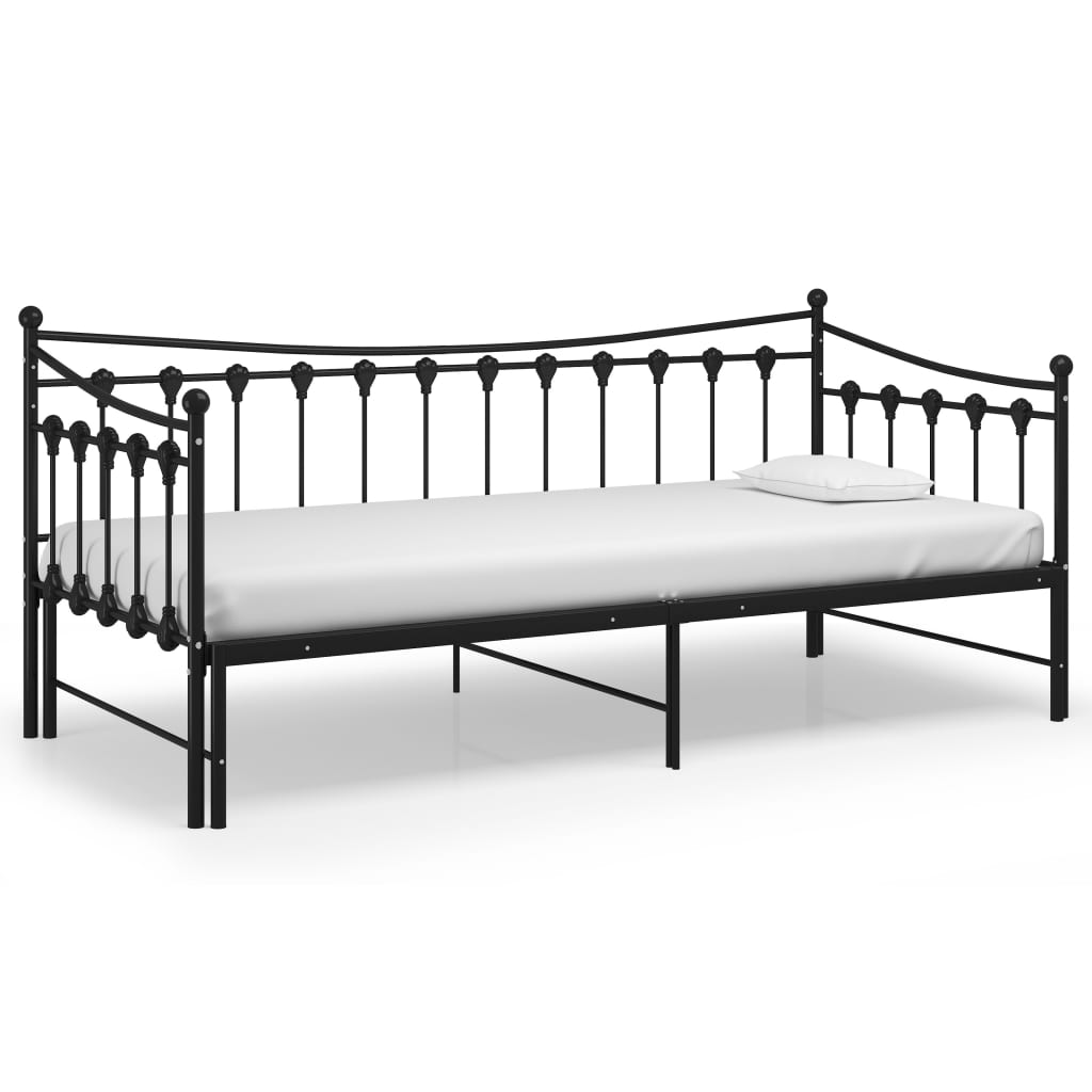 Pull-out Sofa Bed Frame without Mattress Black Metal 90x200 cm