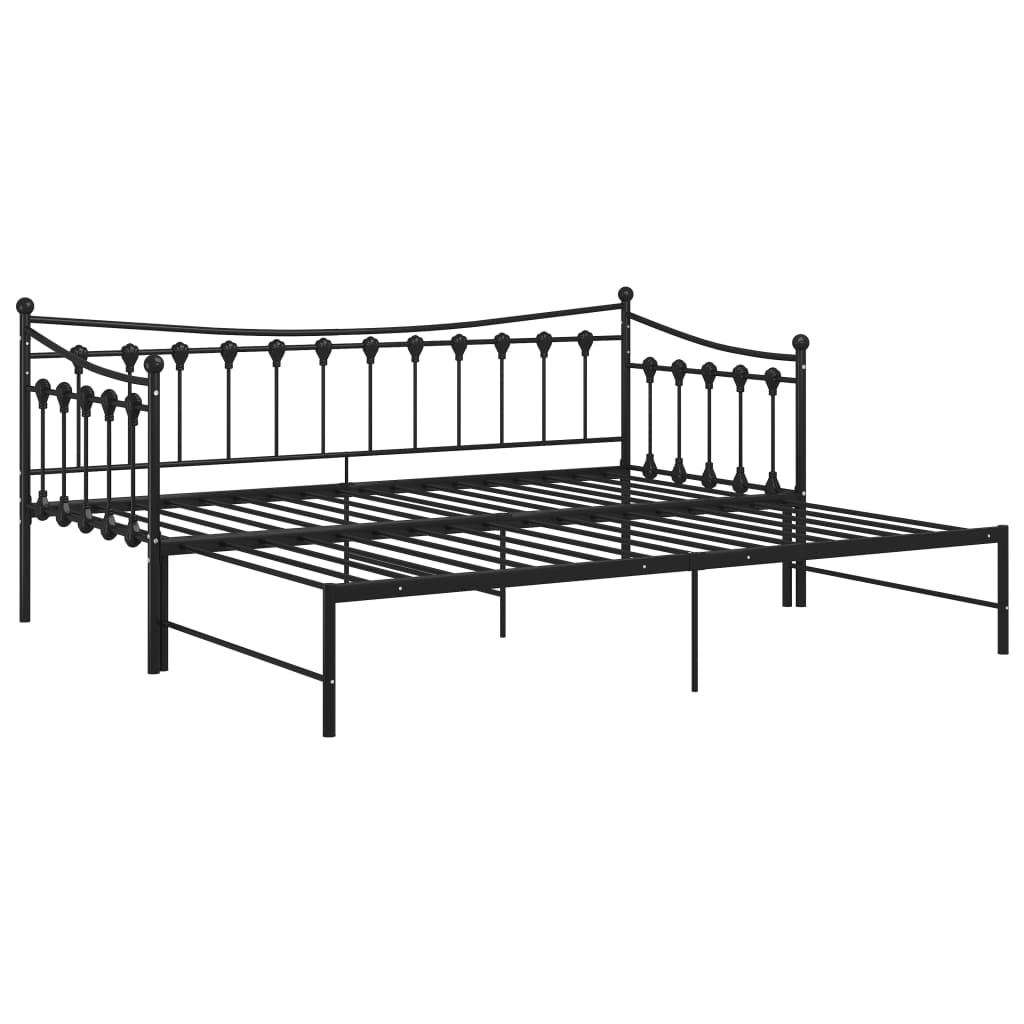 Pull-out Sofa Bed Frame without Mattress Black Metal 90x200 cm