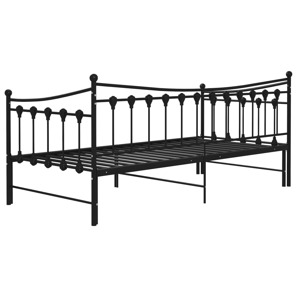 Pull-out Sofa Bed Frame without Mattress Black Metal 90x200 cm