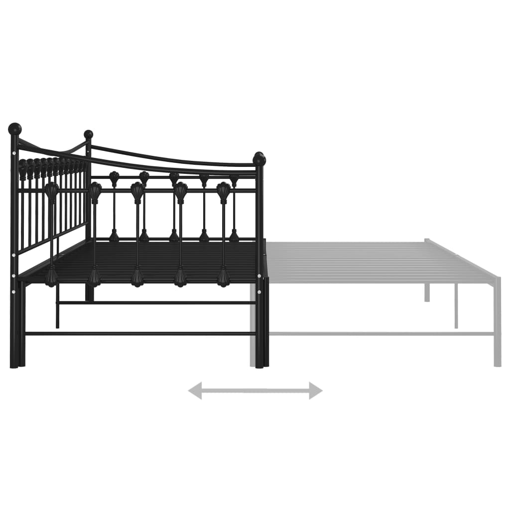 Pull-out Sofa Bed Frame without Mattress Black Metal 90x200 cm
