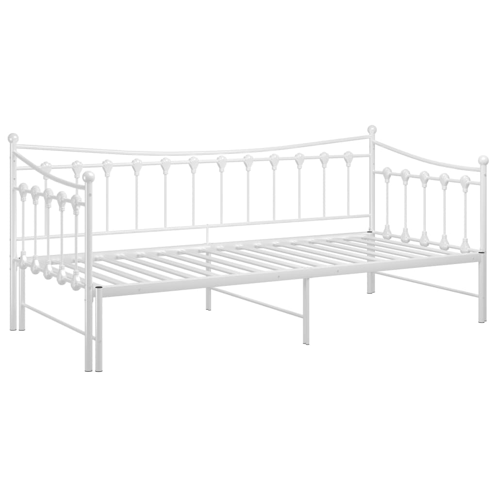 Pull-out Sofa Bed Frame without Mattress White Metal 90x200 cm