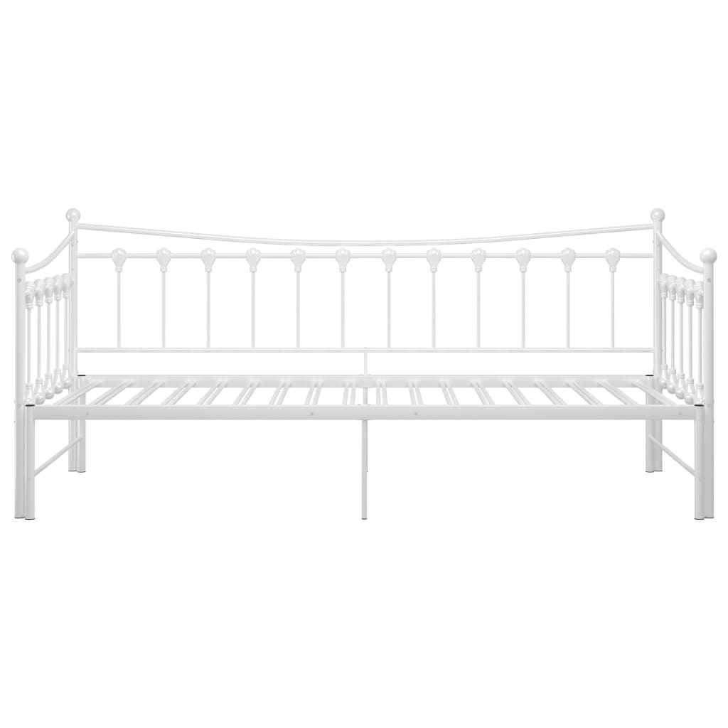 Pull-out Sofa Bed Frame without Mattress White Metal 90x200 cm