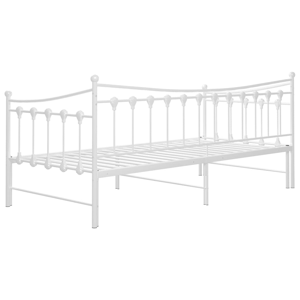 Pull-out Sofa Bed Frame without Mattress White Metal 90x200 cm