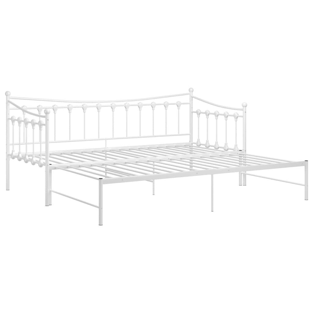 Pull-out Sofa Bed Frame without Mattress White Metal 90x200 cm