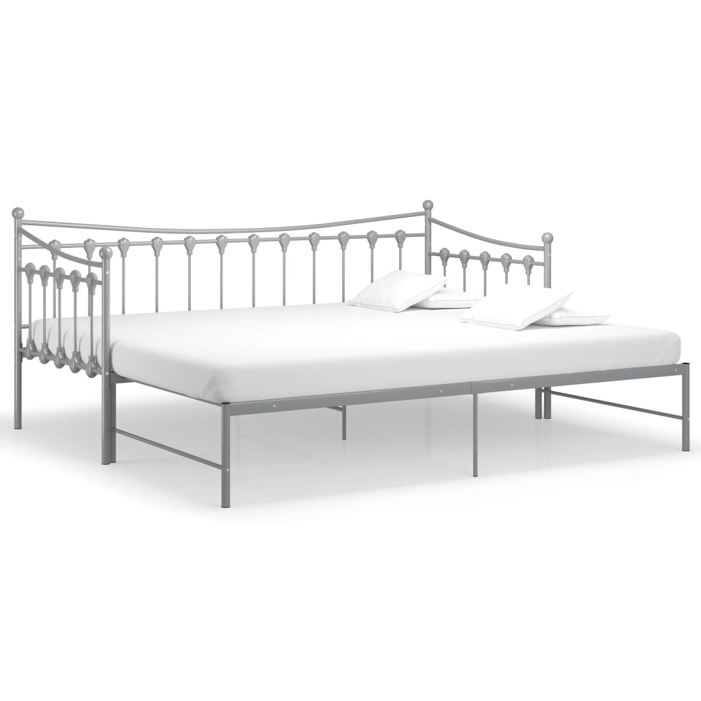 Pull-out Sofa Bed Frame without Mattress Grey Metal 90x200 cm