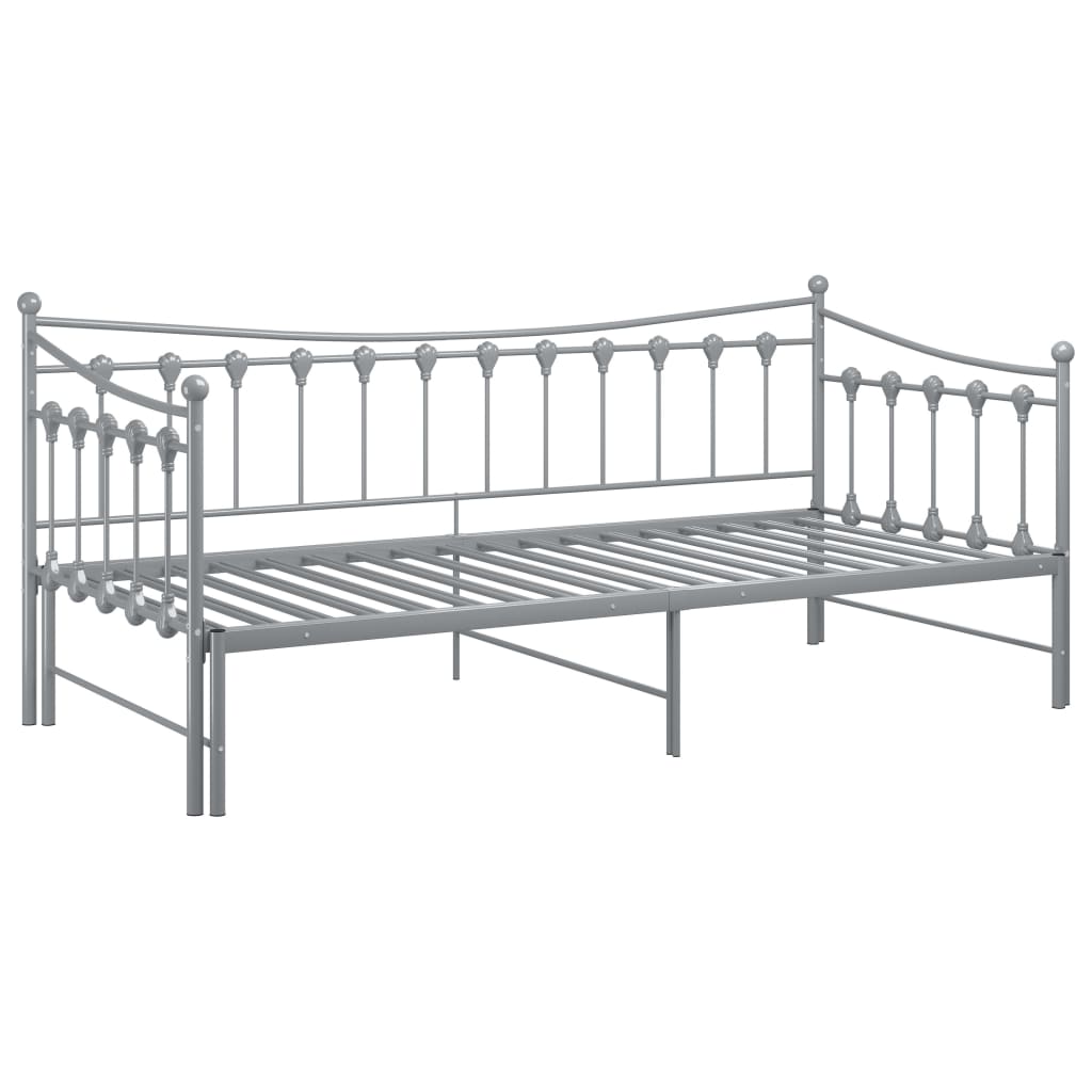 Pull-out Sofa Bed Frame without Mattress Grey Metal 90x200 cm