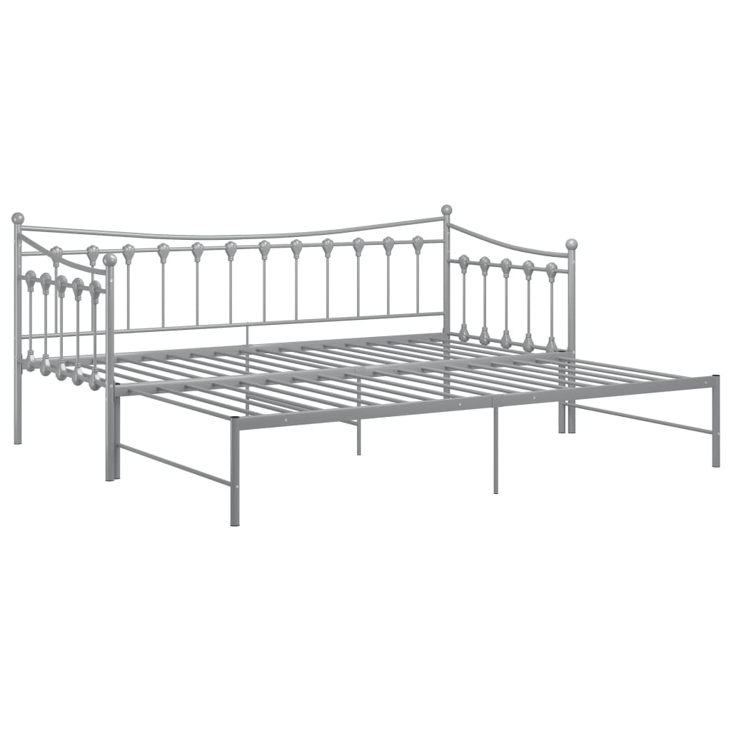 Pull-out Sofa Bed Frame without Mattress Grey Metal 90x200 cm