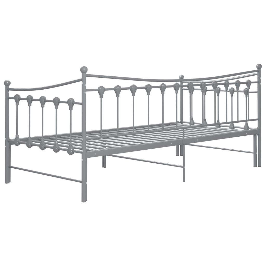 Pull-out Sofa Bed Frame without Mattress Grey Metal 90x200 cm