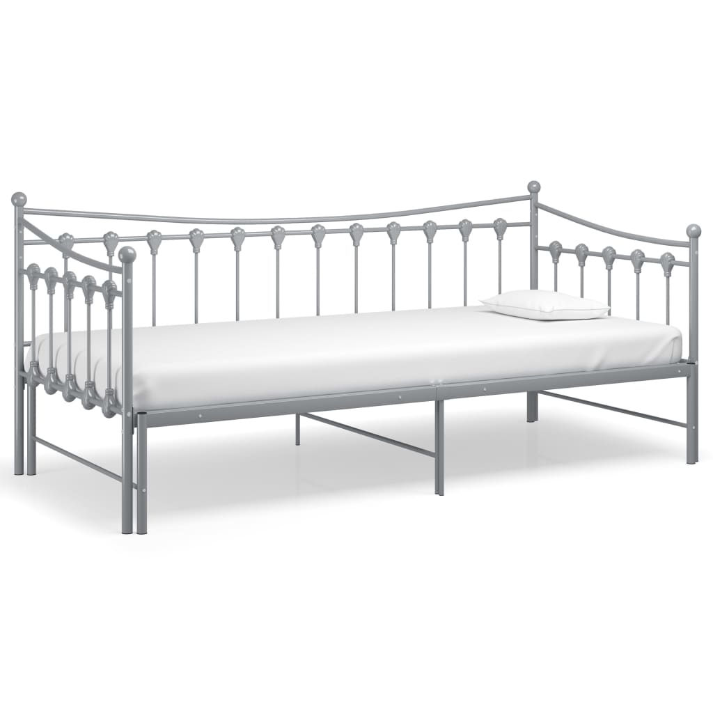 Pull-out Sofa Bed Frame without Mattress Grey Metal 90x200 cm