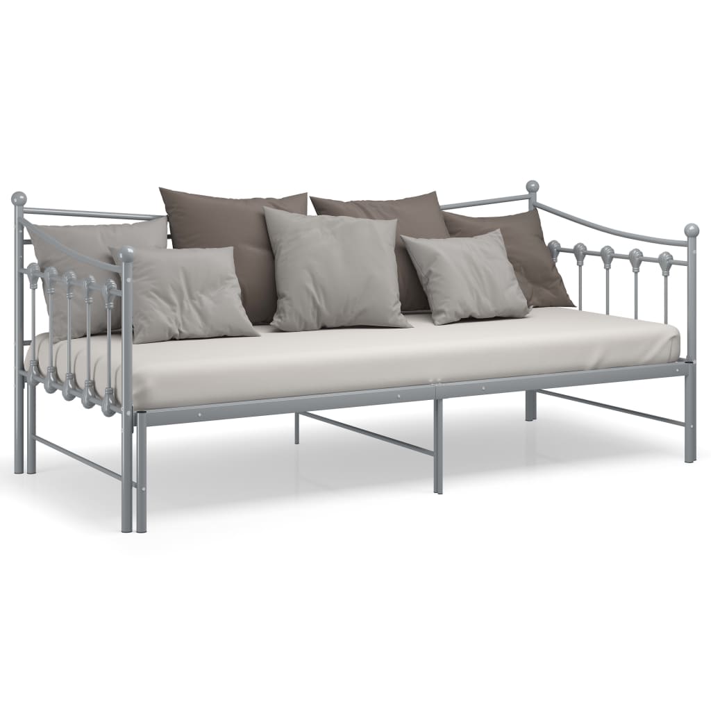 Pull-out Sofa Bed Frame without Mattress Grey Metal 90x200 cm