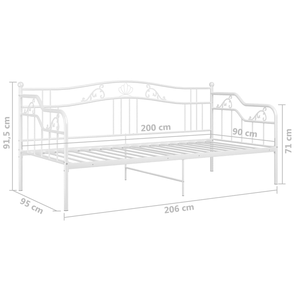 Sofa Bed Frame without Mattress White Metal 90x200 cm