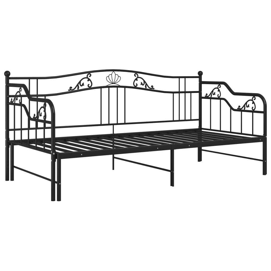 Pull-out Sofa Bed Frame without Mattress Black Metal 90x200 cm