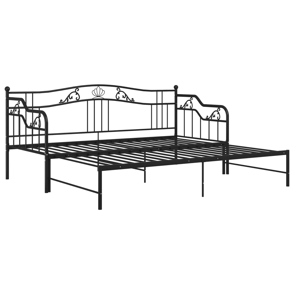 Pull-out Sofa Bed Frame without Mattress Black Metal 90x200 cm