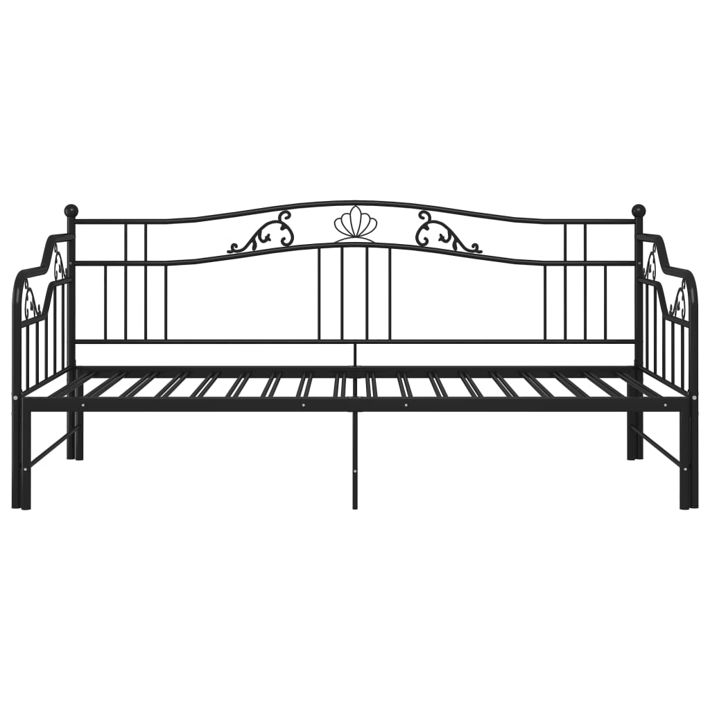 Pull-out Sofa Bed Frame without Mattress Black Metal 90x200 cm