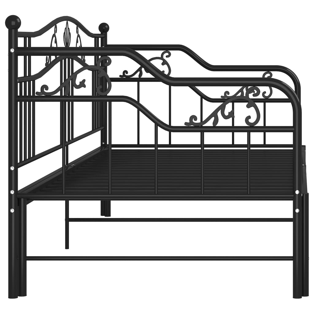 Pull-out Sofa Bed Frame without Mattress Black Metal 90x200 cm