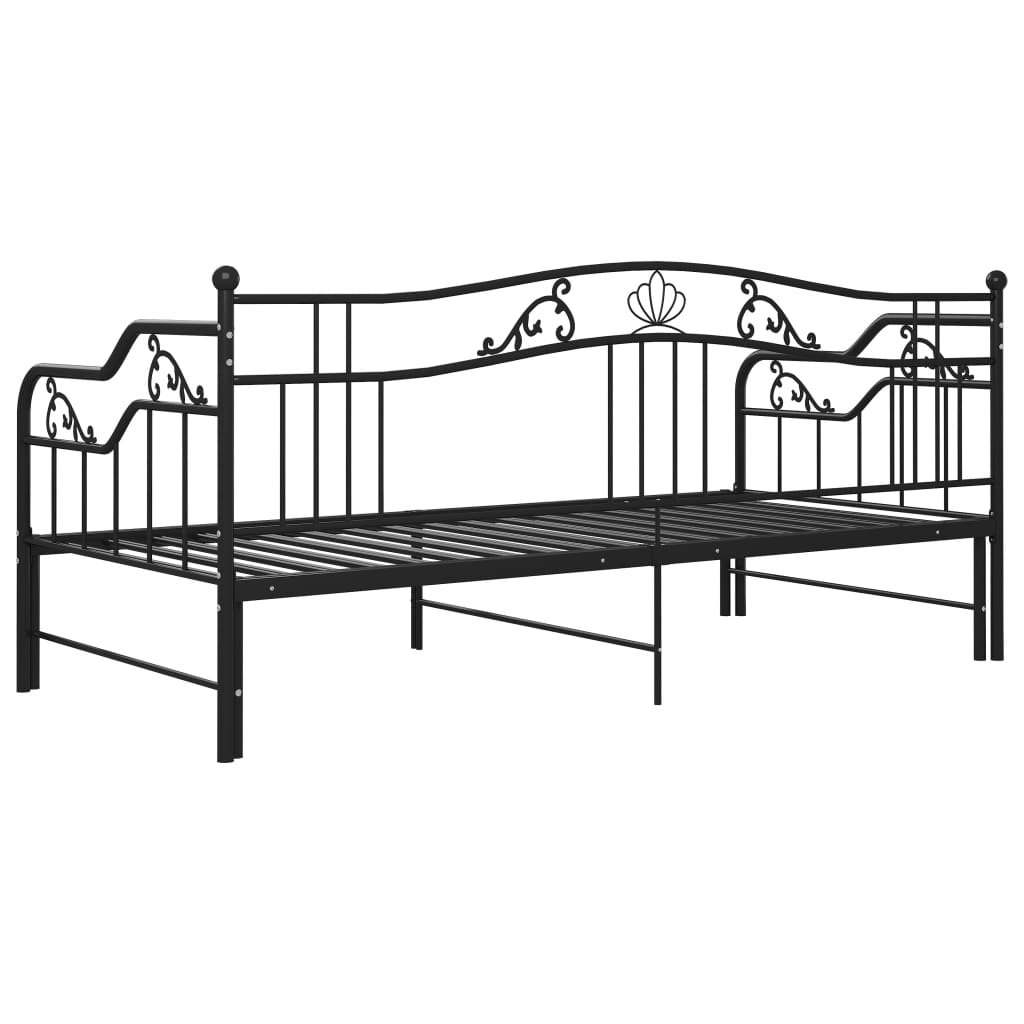 Pull-out Sofa Bed Frame without Mattress Black Metal 90x200 cm
