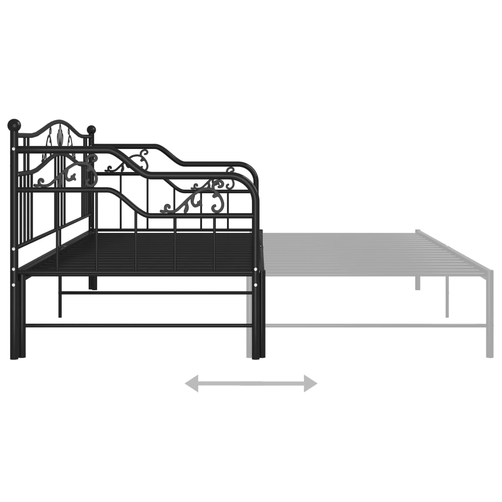 Pull-out Sofa Bed Frame without Mattress Black Metal 90x200 cm