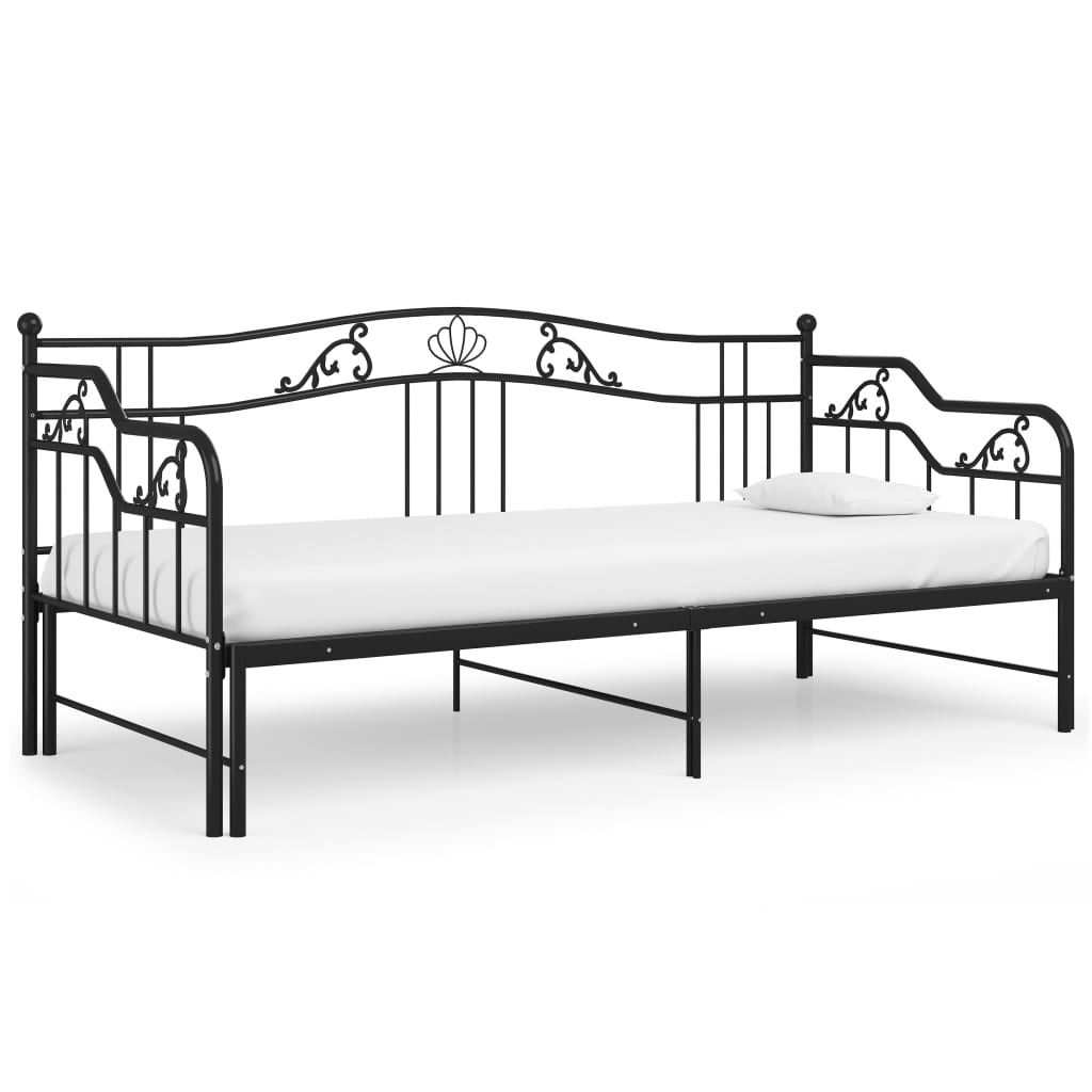 Pull-out Sofa Bed Frame without Mattress Black Metal 90x200 cm