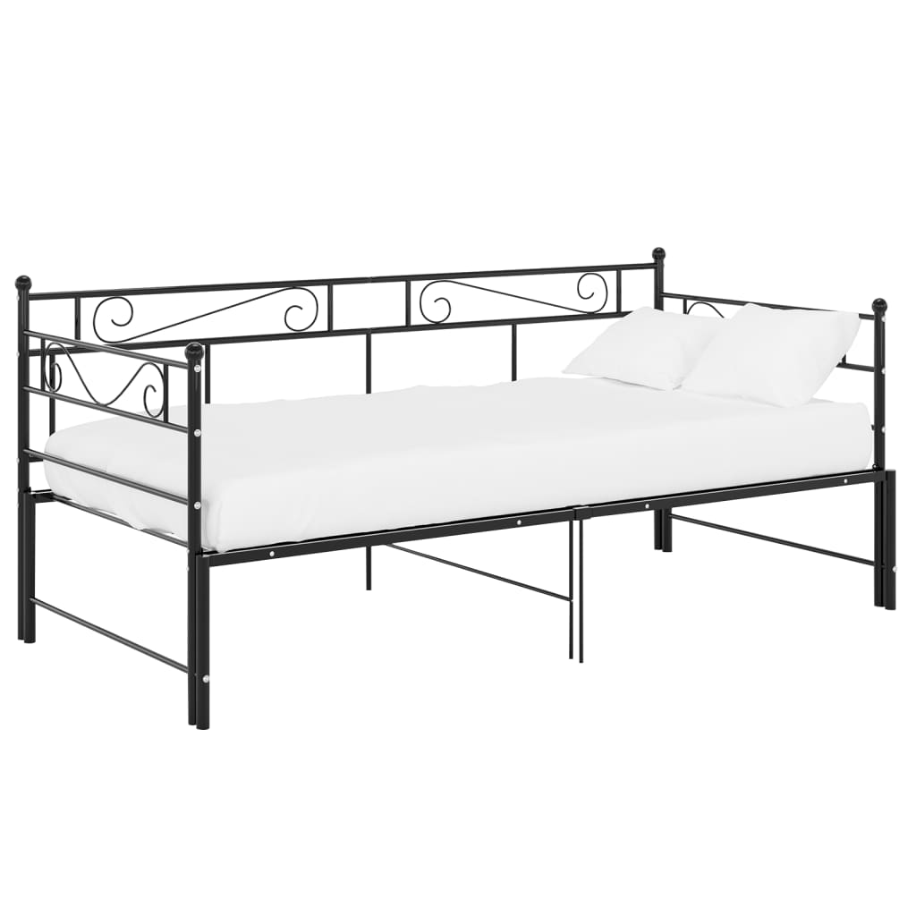 Pull-out Sofa Bed Frame without Mattress Black Metal 90x200 cm