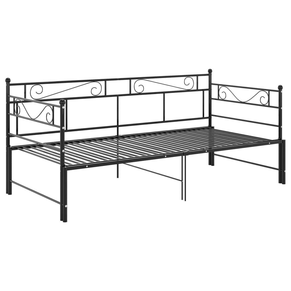 Pull-out Sofa Bed Frame without Mattress Black Metal 90x200 cm