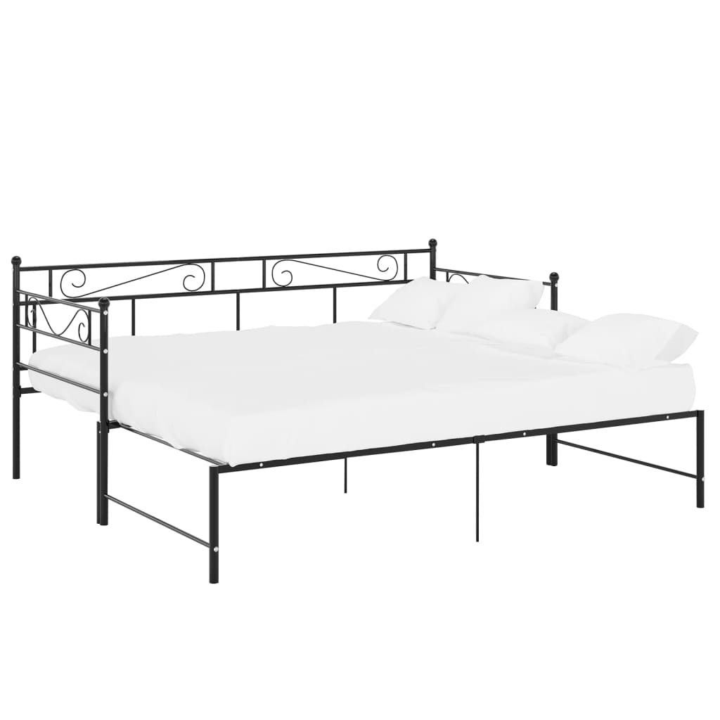 Pull-out Sofa Bed Frame without Mattress Black Metal 90x200 cm