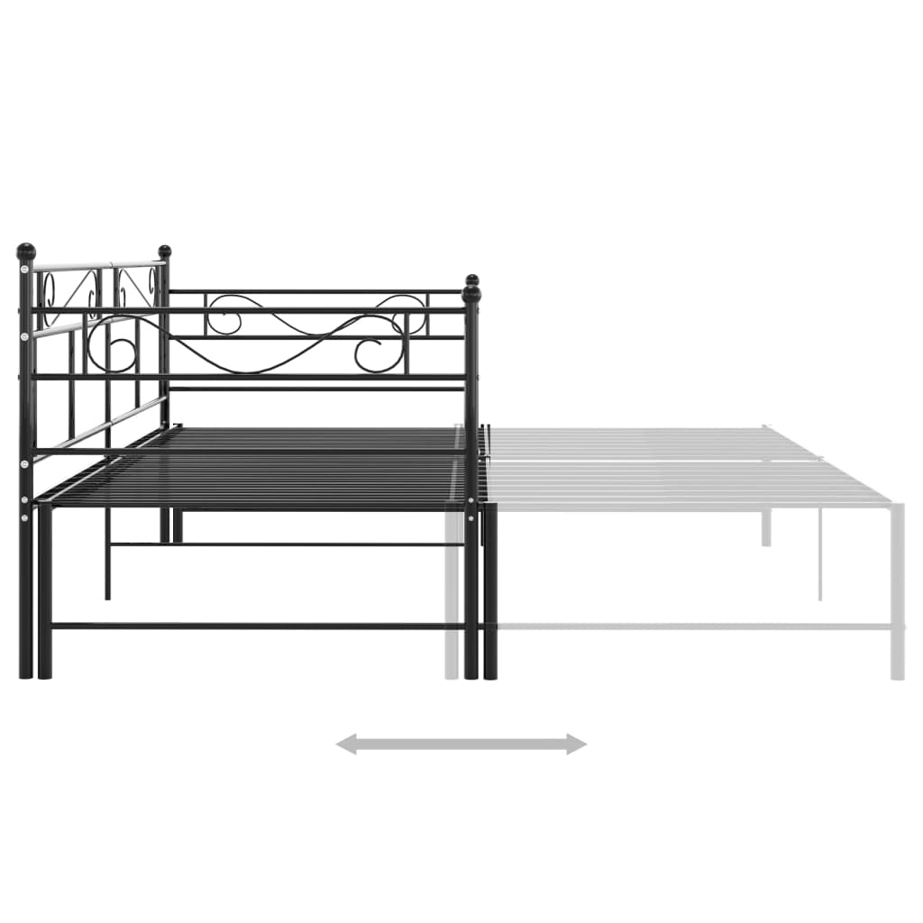 Pull-out Sofa Bed Frame without Mattress Black Metal 90x200 cm