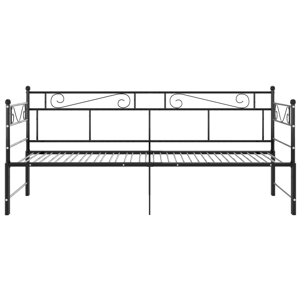 Pull-out Sofa Bed Frame without Mattress Black Metal 90x200 cm