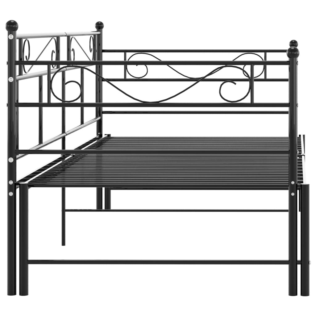 Pull-out Sofa Bed Frame without Mattress Black Metal 90x200 cm
