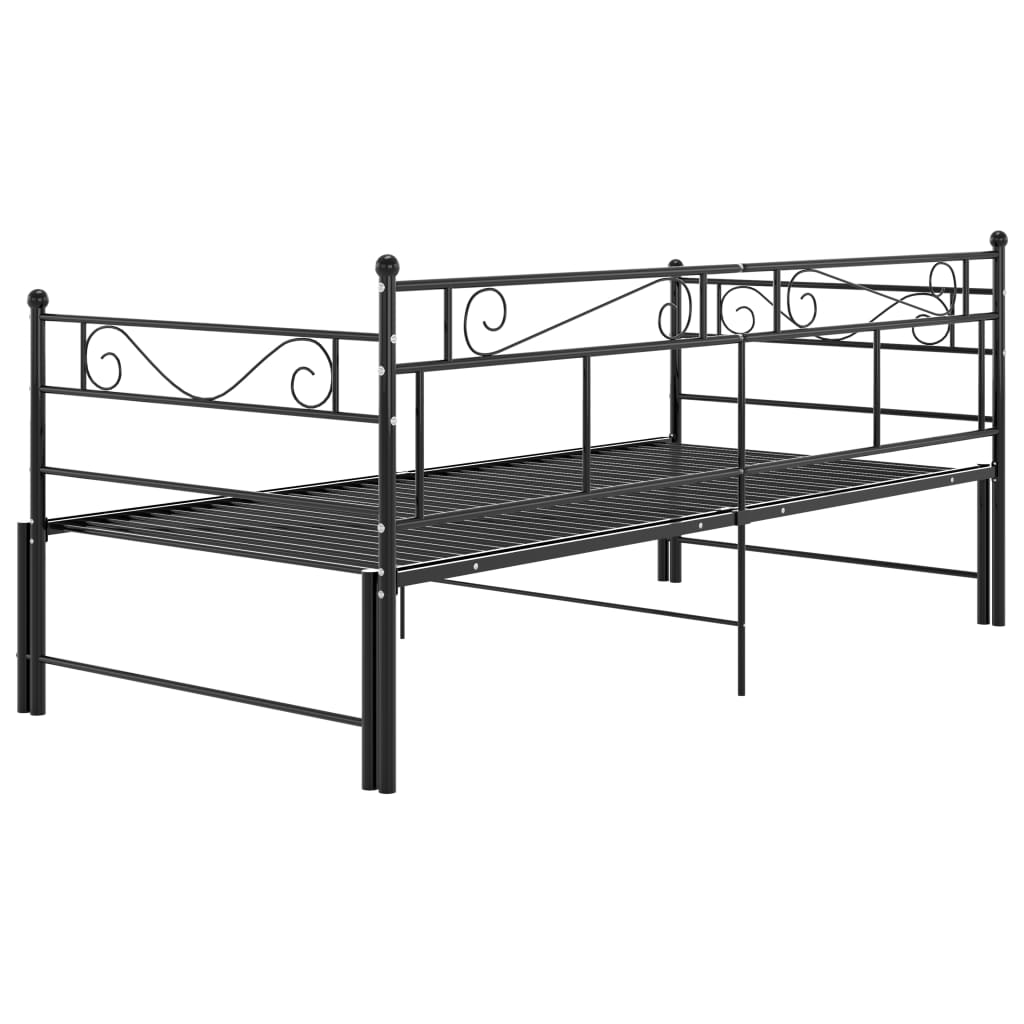 Pull-out Sofa Bed Frame without Mattress Black Metal 90x200 cm