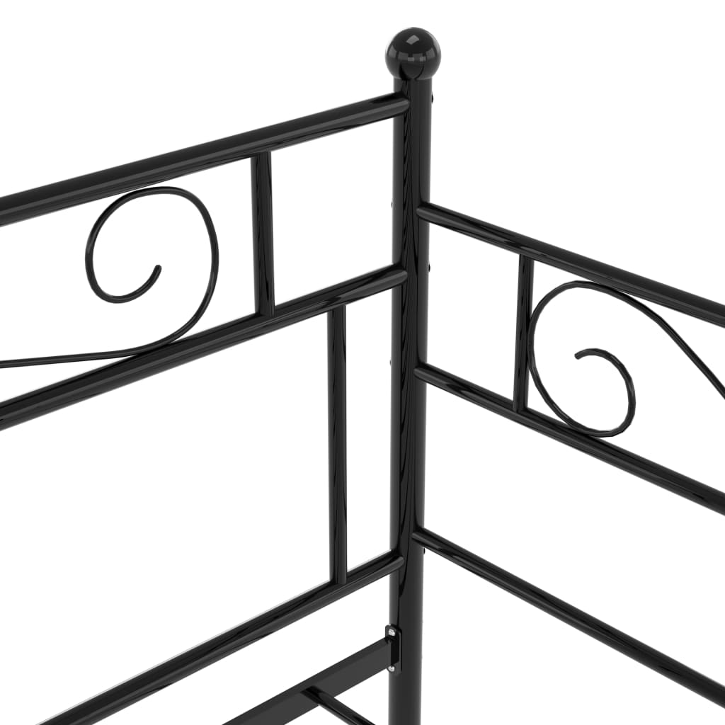 Pull-out Sofa Bed Frame without Mattress Black Metal 90x200 cm