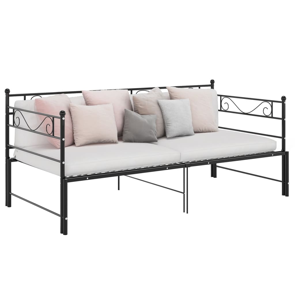 Pull-out Sofa Bed Frame without Mattress Black Metal 90x200 cm