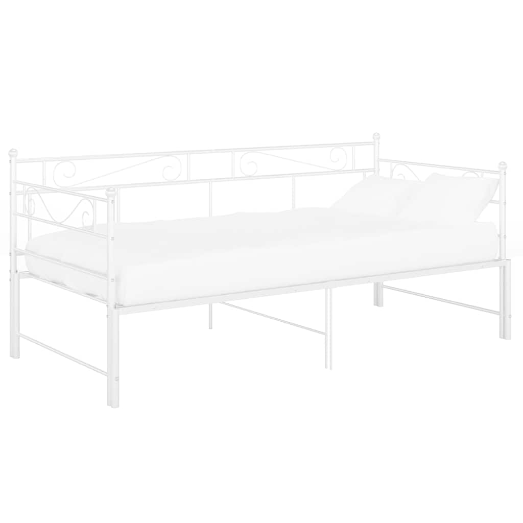 Pull-out Sofa Bed Frame without Mattress White Metal 90x200 cm