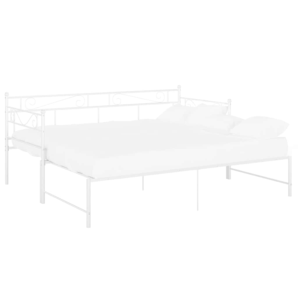 Pull-out Sofa Bed Frame without Mattress White Metal 90x200 cm