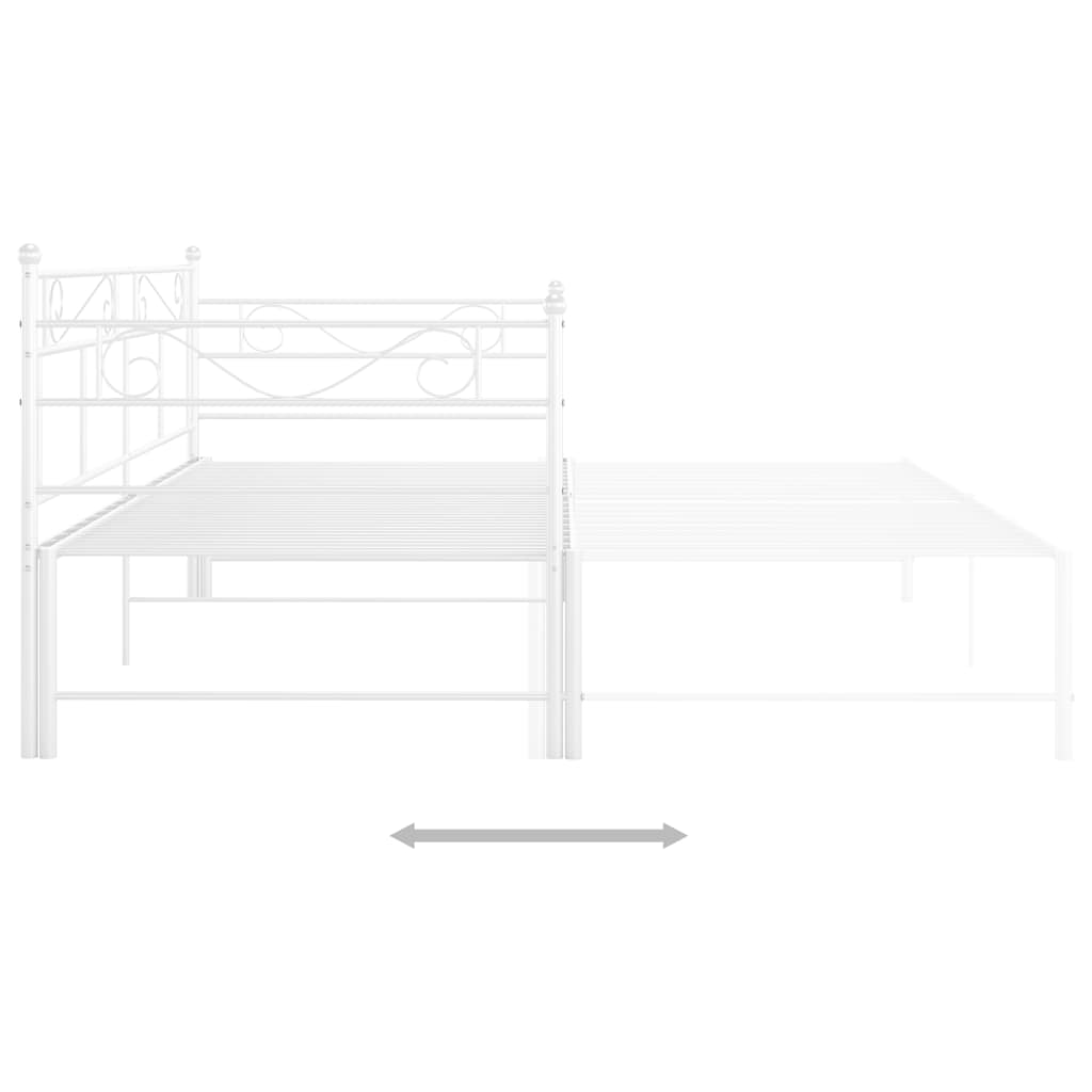 Pull-out Sofa Bed Frame without Mattress White Metal 90x200 cm