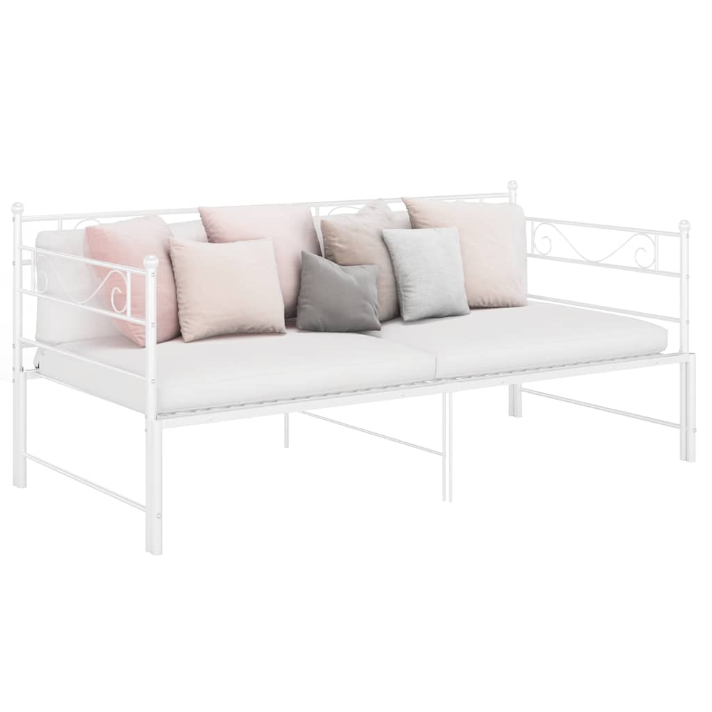 Pull-out Sofa Bed Frame without Mattress White Metal 90x200 cm