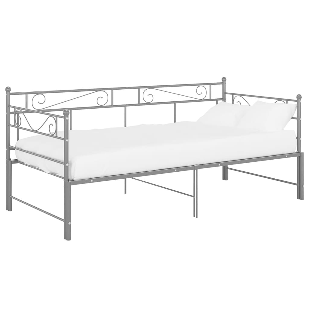 Pull-out Sofa Bed Frame without Mattress Grey Metal 90x200 cm
