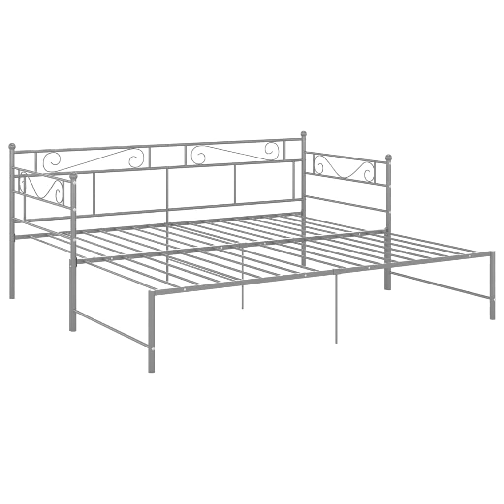 Pull-out Sofa Bed Frame without Mattress Grey Metal 90x200 cm
